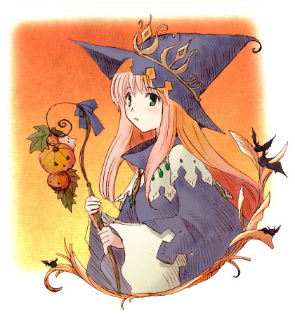 tobe sunaho, lowres, 1girl, female focus, green eyes, hat, long hair, solo, witch, witch hat