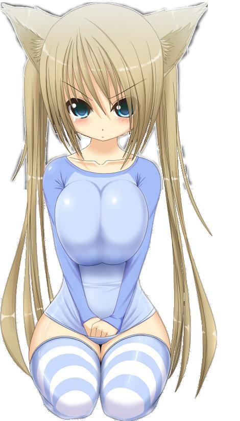 animal ears, blush, covering privates, shirt, sitting