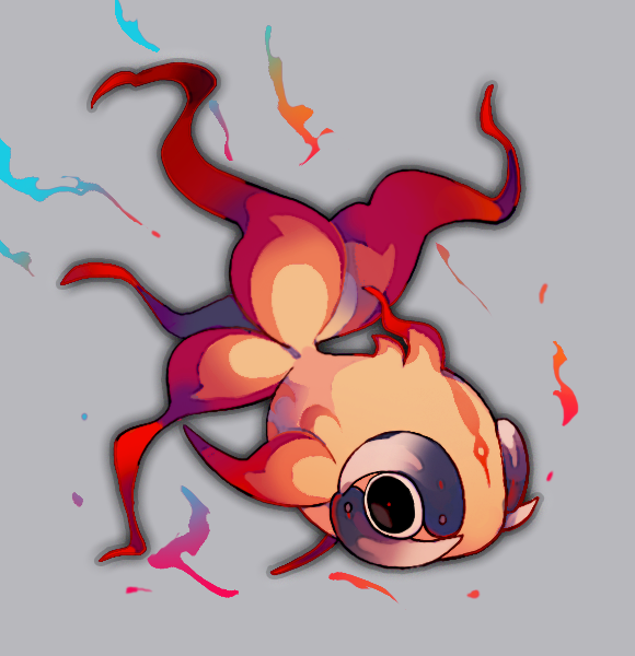 akadako, chi-yu (pokemon), nintendo, pokemon, animal focus, black eyes, fish, full body, grey background, grey outline, looking afar, no humans, outline, pokemon (creature), simple background, solo