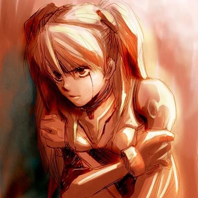 souryuu asuka langley, neon genesis evangelion, lowres, mecha pilot suit, plugsuit (evangelion), red hair, sketch, solo, tears