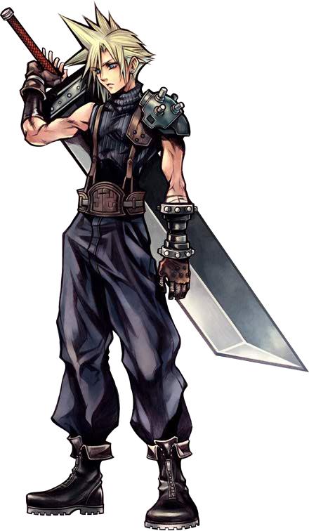 nomura tetsuya, cloud strife, dissidia final fantasy, final fantasy, final fantasy vii, 1990s (style), 1boy, armor, belt, black shirt, blonde hair, blue eyes, boots, buster sword, fingerless gloves, full body, gloves, male focus, retro artstyle, shirt, simple background, solo, spiked hair, standing, suspenders, sword, turtleneck, weapon, white hair