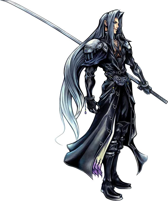 sephiroth, dissidia final fantasy, final fantasy, final fantasy vii, official art, 1990s (style)