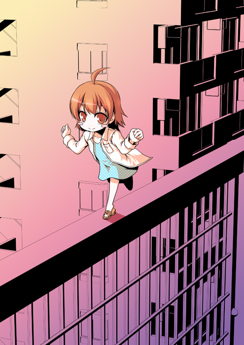 kouji (campus life), last order (toaru majutsu no index), toaru majutsu no index, 00s, brown hair, mini person, minigirl, red eyes, solo