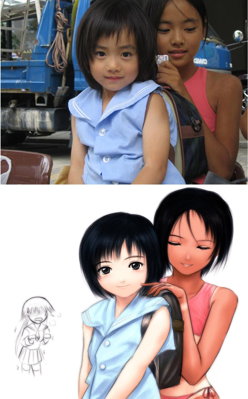 s zenith lee, 3886, original, vehicle, derivative work, highres, photo (medium), reference photo, reference work, 5girls, asian, backpack, bag, bikini, blush, breath, child, closed eyes, comparison, dark-skinned female, dark skin, dress, drooling, faceless, faceless female, komica, looking at viewer, motor vehicle, multiple girls, one-piece tan, pedophile, pink bikini, reference, school uniform, serafuku, side-tie bikini bottom, simple background, smile, swimsuit, tan, tankini, tanline, thighhighs, truck, white background