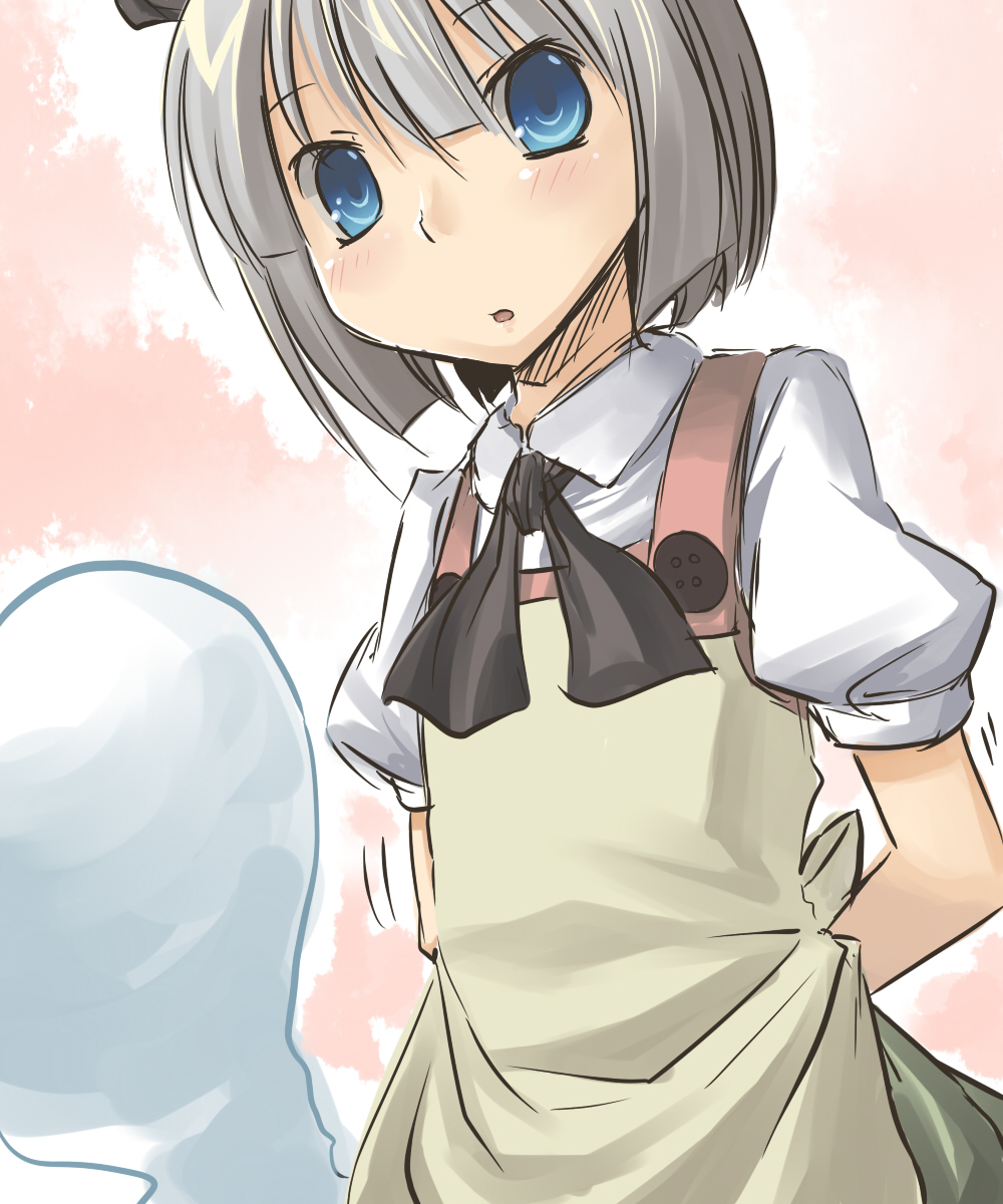 aaru (tenrake chaya), tonami, konpaku youmu, konpaku youmu (ghost), touhou, highres, 1girl, apron, blue eyes, female focus, solo