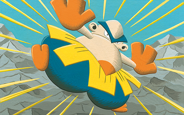 tanaka miki, hariyama, nintendo, pokemon, pokemon tcg, official art, third-party source, emphasis lines, full body, gen 3 pokemon, outstretched arms, pokemon (creature), pokemon focus, solo, spread arms, standing, standing on one leg