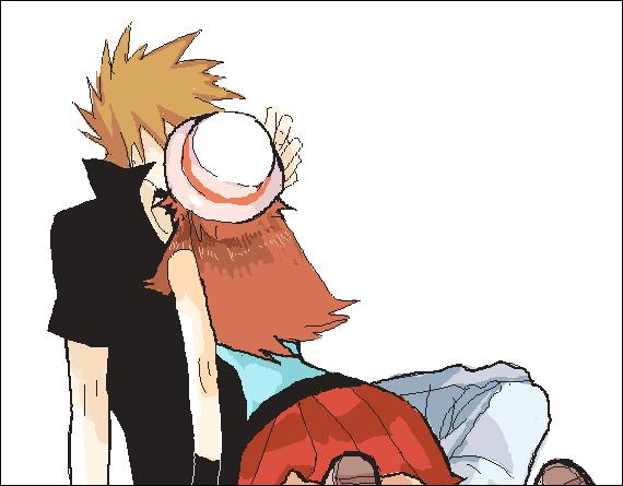 blue oak, green (pokemon), nintendo, pokemon, pokemon adventures, 1boy, 1girl, brown hair, hat, hetero, kiss, long hair, oekaki, orange hair, porkpie hat, skirt
