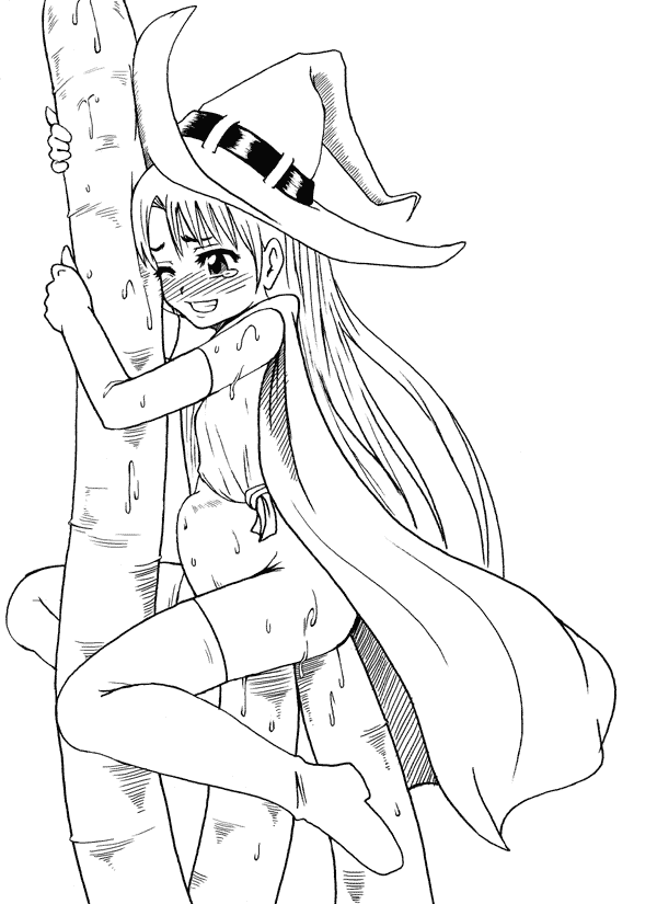 mayonnaise (ringo gakuen), original, 1girl, blush, boots, bottomless, cape, double penetration, elbow gloves, female focus, full body, gloves, greyscale, hat, impaled, large insertion, lineart, loli, long hair, monochrome, object insertion, one eye closed, simple background, socks, solo, stomach bulge, straddling, sweat, tearing up, tentacles, thigh boots, thighhighs, white background, witch, witch hat