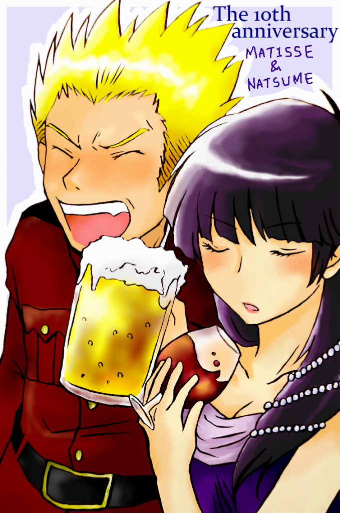 chiki2 rider tadaima sanjyou, sabrina (pokemon), surge (pokemon), nintendo, pokemon, pokemon adventures, bad id, bad pixiv id, 1boy, 1girl, alcohol, beer, black hair, blush, character name, closed eyes, cupping glass, dress, english text, engrish text, glass, gym leader, long hair, ranguage, wine
