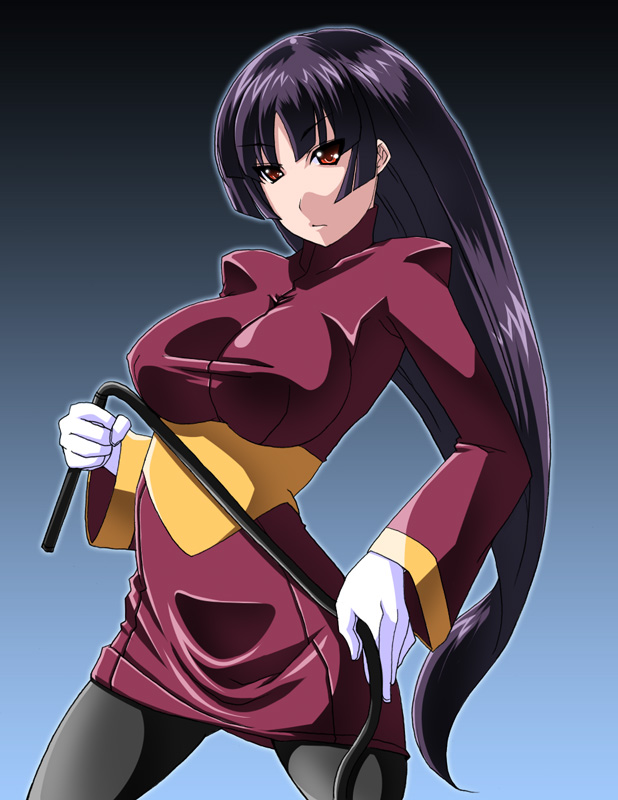 satsuki imonet, sabrina (pokemon), nintendo, pokemon, pokemon rgby, 1990s (style), 1girl, black hair, breasts, female focus, gloves, gym leader, large breasts, long hair, pantyhose, red eyes, retro artstyle, solo, whip