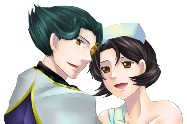 haru sakurazaki, jeremiah gottwald, shinozaki sayoko, code geass, 00s, bandages, brown eyes, brown hair, hat, short hair, smile