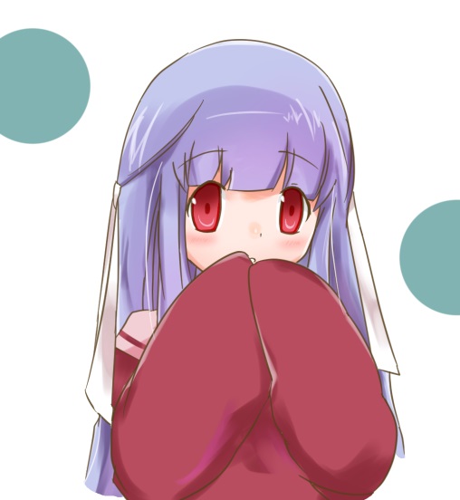 teruru100, minerva (kaminomi), kami nomi zo shiru sekai, commentary request, 1girl, blue hair, blunt bangs, blush, covering own mouth, hair ribbon, hands up, jacket, long hair, long sleeves, looking at viewer, parted lips, raised eyebrows, red eyes, red jacket, ribbon, school uniform, sidelocks, simple background, sleeves past fingers, sleeves past wrists, solo, upper body, white background, white ribbon