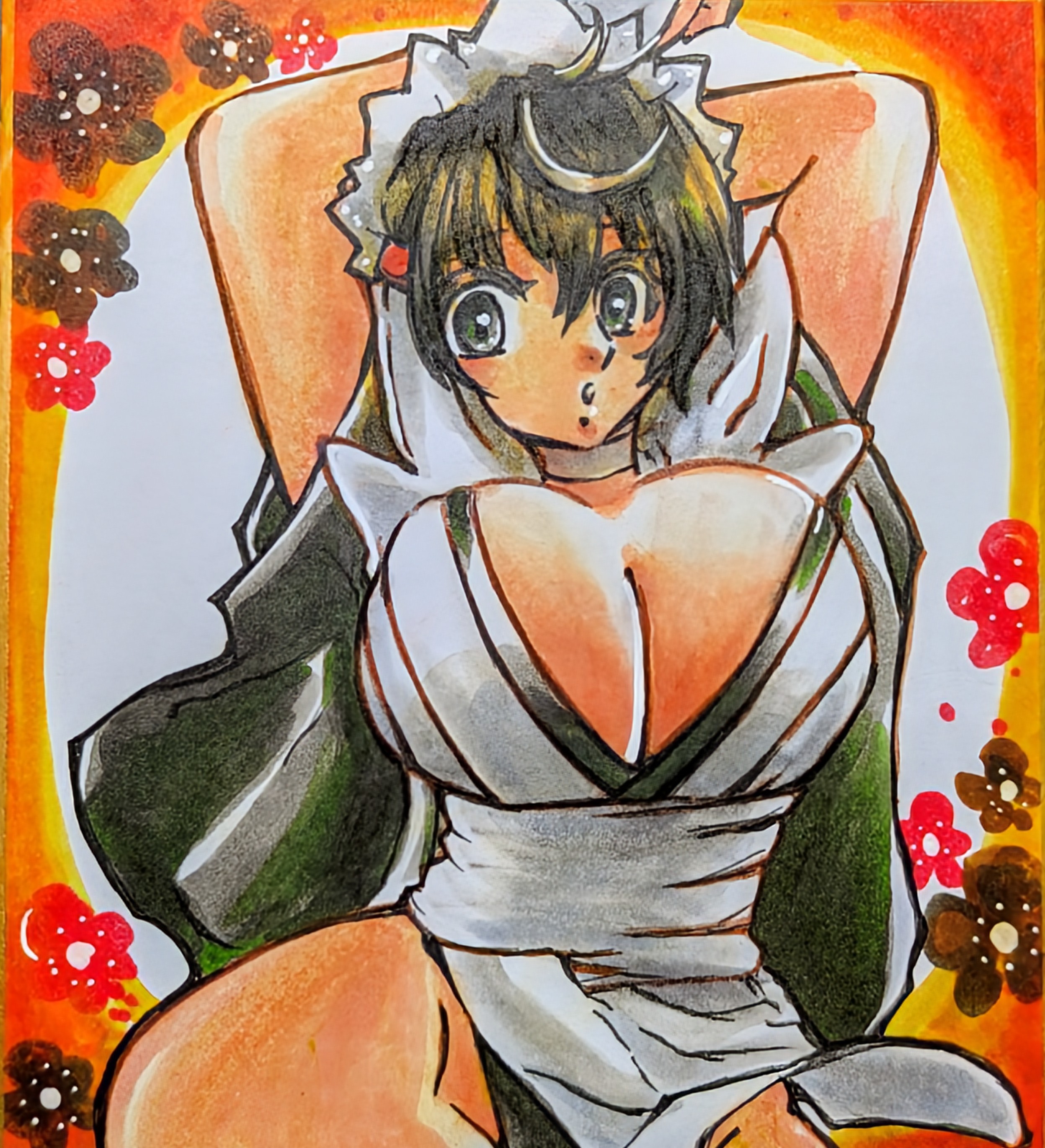 iroha (samurai spirits), samurai spirits, 1girl, breasts, large breasts, maid, solo