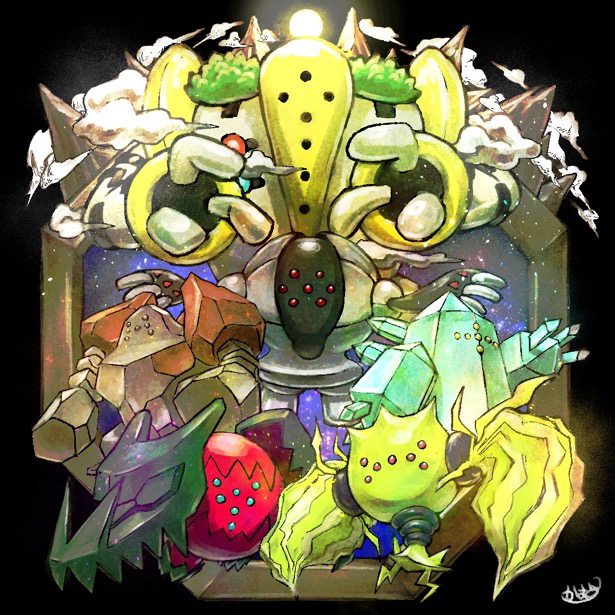 kaosu (kaosu0905), regice, regidrago, regieleki, regigigas, regirock, registeel, nintendo, pokemon, mixed-language commentary, cloud, gen 3 pokemon, gen 4 pokemon, gen 8 pokemon, golem, legendary pokemon, no humans, pokemon (creature), pokemon focus