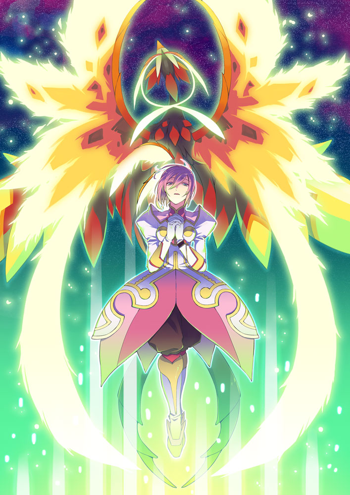 eterno, estellise sidos heurassein, phaeroh, tales of (series), tales of vesperia, 00s, 1girl, bird, boots, female focus, gloves, green eyes, knee boots, pink hair, short hair, solo