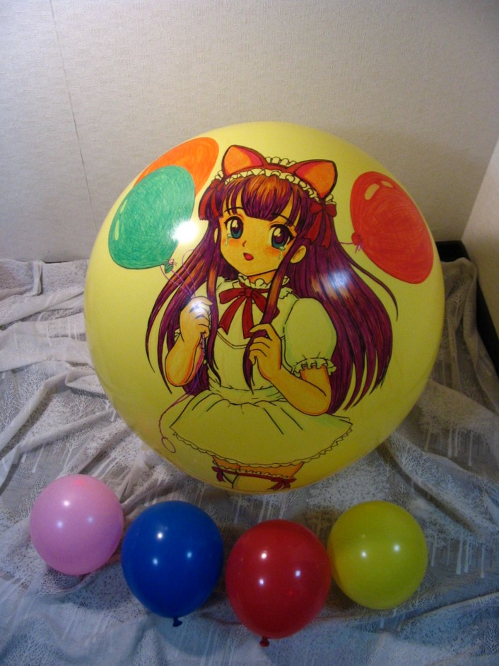 kazemaru, hazuki (tsukuyomi), tsukuyomi moonphase, photo (medium), traditional media, unconventional media, 00s, 1girl, balloon, tears