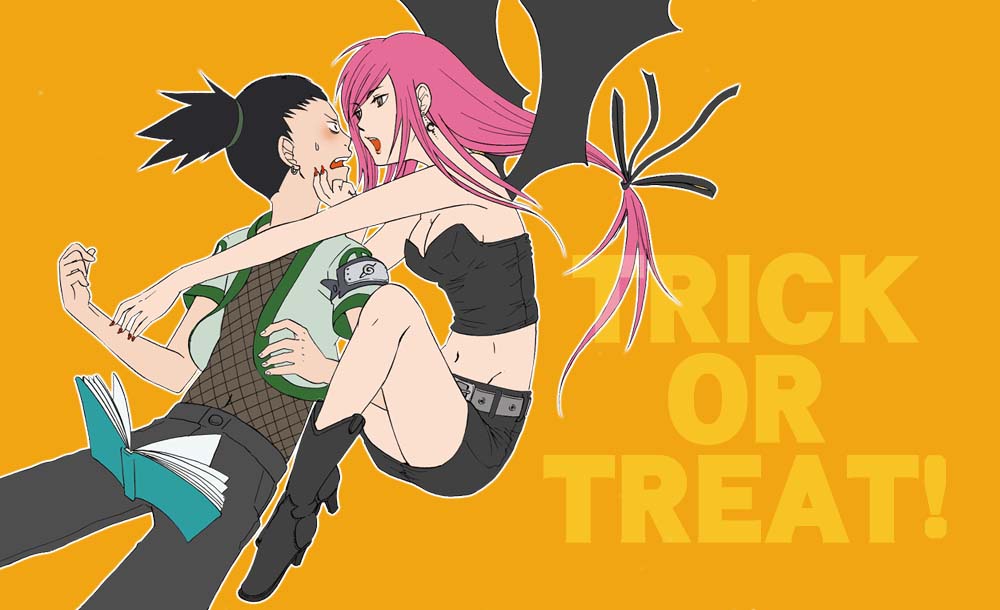 negiko (chichi), nara shikamaru, tayuya (naruto), naruto (classic), naruto (series), demon girl, ninja, trick or treat, vampire