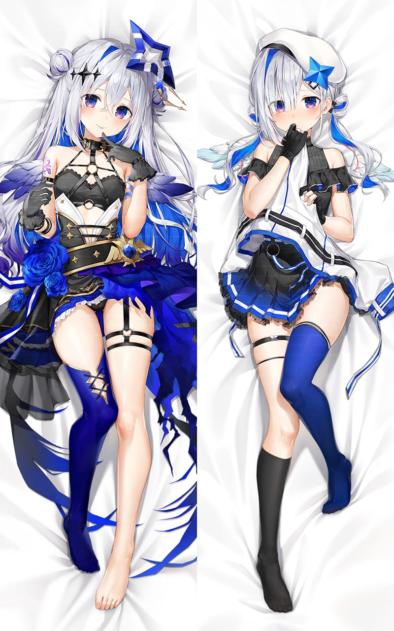 acco (sh in), amane kanata, hololive, highres, breasts, dakimakura (medium), dakimakura (object), flat chest, pillow, small breasts, virtual youtuber