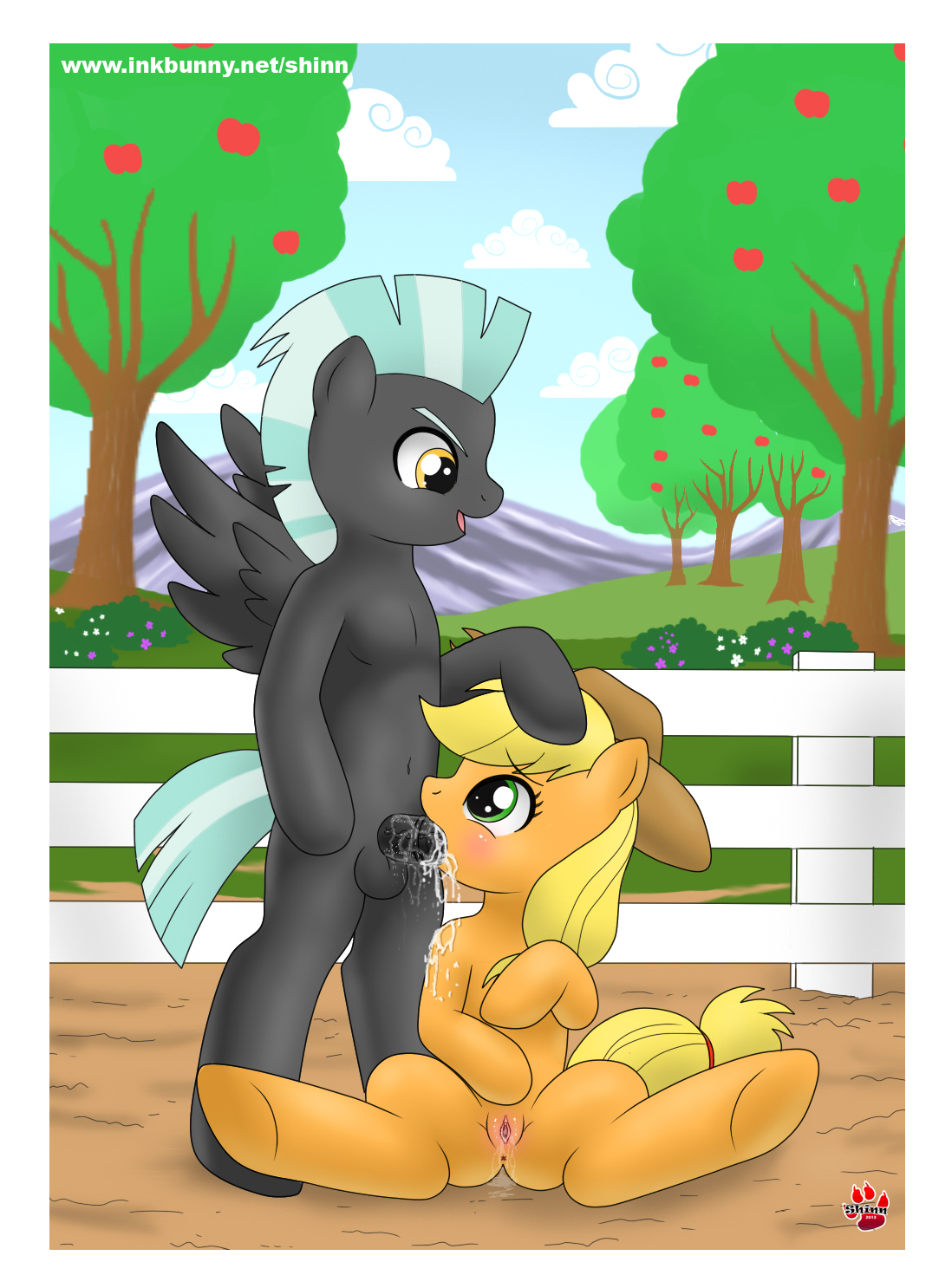 Rule34 – If it exists, there is porn of it / shinn, applejack (mlp), thunderlane (mlp) / 164079