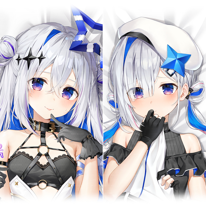 acco (sh in), amane kanata, hololive, breasts, dakimakura (medium), dakimakura (object), flat chest, pillow, small breasts, virtual youtuber