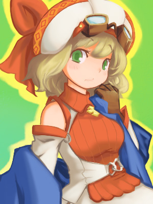 cornet espoir, marl kingdom, nippon ichi, puppet princess (marl kingdom), rhapsody, lowres, 1girl, blonde hair, female focus, gloves, hat, pantyhose, smile, solo