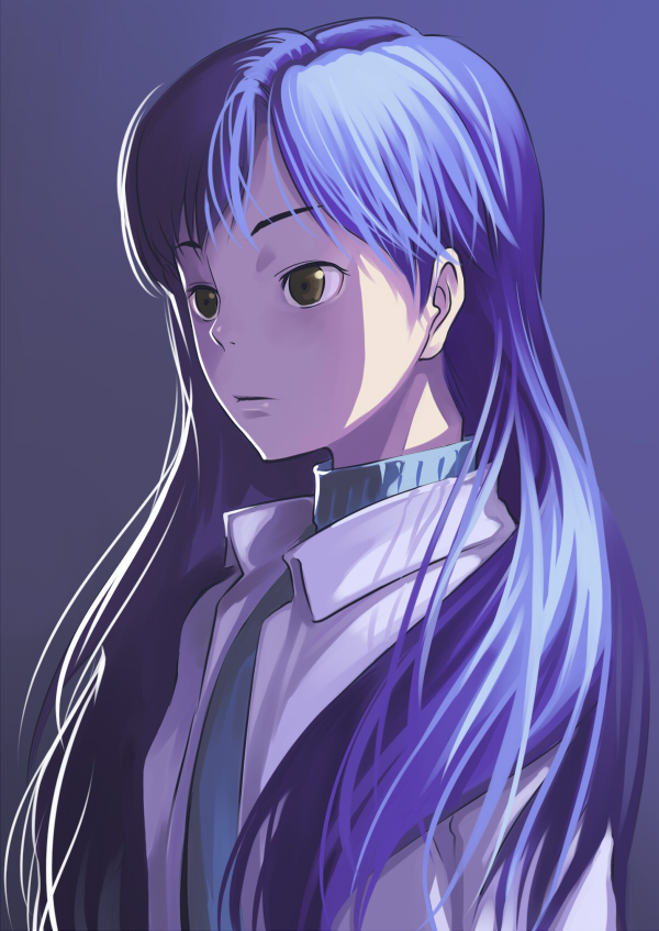 inu (aerodog), kisaragi chihaya, idolmaster, idolmaster (classic), idolmaster 1, 00s, 1girl, blue hair, brown eyes, female focus, long hair, solo, turtleneck