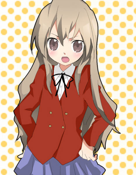 aisaka taiga, toradora!, 00s, brown eyes, brown hair, long hair, school uniform, solo