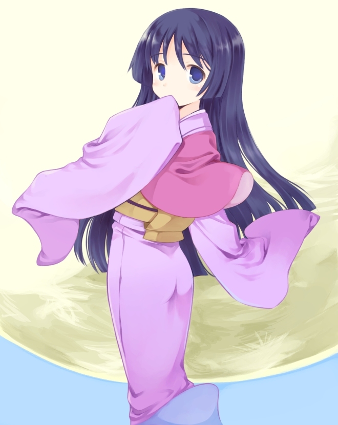 kurasuke, saginomiya isumi, hayate no gotoku!, 00s, 1girl, blue eyes, blue hair, female focus, full moon, hime cut, japanese clothes, kimono, long hair, matching hair/eyes, moon, solo