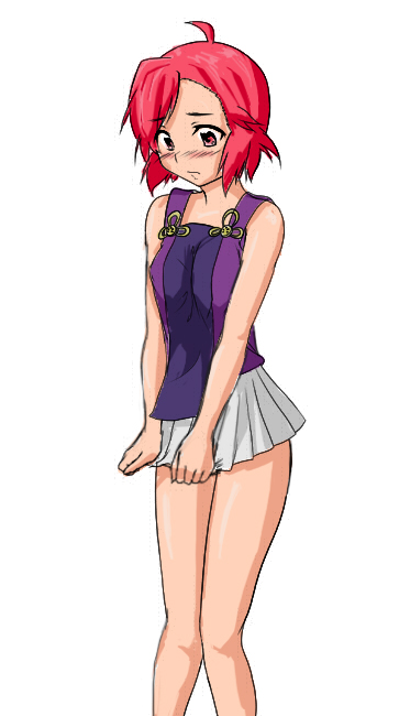 aoba tsugumi, nagi, kannagi, blush, cosplay, nagi (cosplay), red eyes, red hair, short hair, sketch, solo