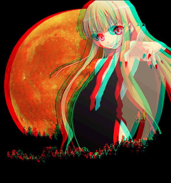 nilitsu, evangeline a.k. mcdowell, mahou sensei negima!, 00s, 1girl, 3d, female focus, moon, solo