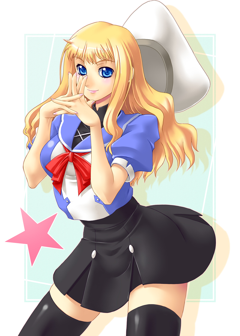 yaso shigeru, sheryl nome, macross, macross frontier, 00s, 1girl, breasts, female focus, solo, thighhighs, zettai ryouiki
