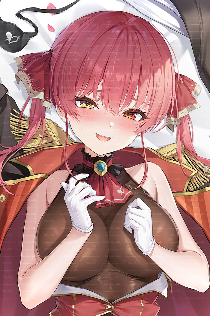 acco (sh in), hololive, 1girl, breasts, dakimakura (medium), dakimakura (object), long hair, pillow, virtual youtuber