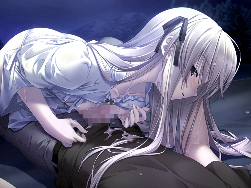 hashimoto takashi, kasugano haruka, kasugano sora, yosuga no sora, game cg, 1boy, 1girl, blush, bra, bra lift, breasts, brother and sister, censored, clothes lift, cum, flat chest, hetero, incest, lingerie, long hair, mosaic censoring, naizuri, night, paizuri, panties, penis, siblings, twincest, twins, underwear, white hair