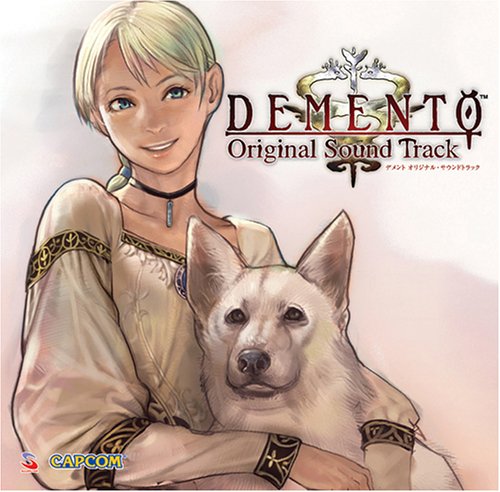 fiona belli, hewie, capcom, demento, artist request, lowres, 1girl, album cover, blonde hair, blouse, blue eyes, brooch, choker, cover, dog, hair tie, holding, jewelry, ponytail, shirt, smile