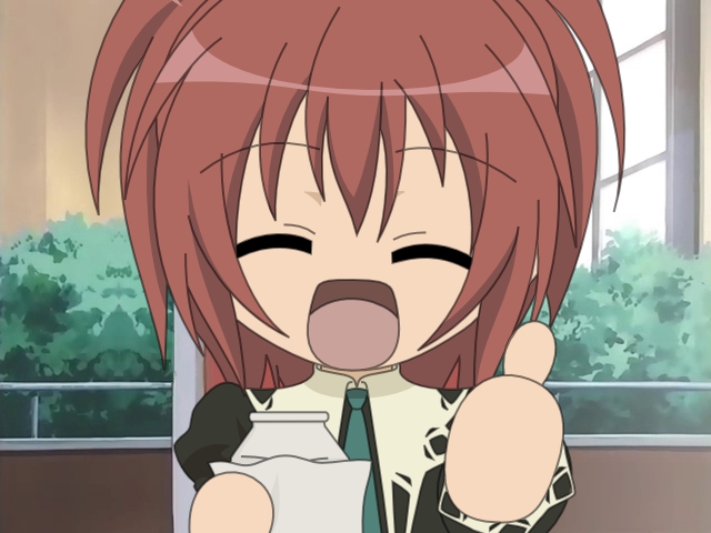 aoi nagisa, strawberry panic!, 00s, 1girl, closed eyes, female focus, green necktie, necktie, open mouth, red hair, school uniform, smile, solo, thumbs up