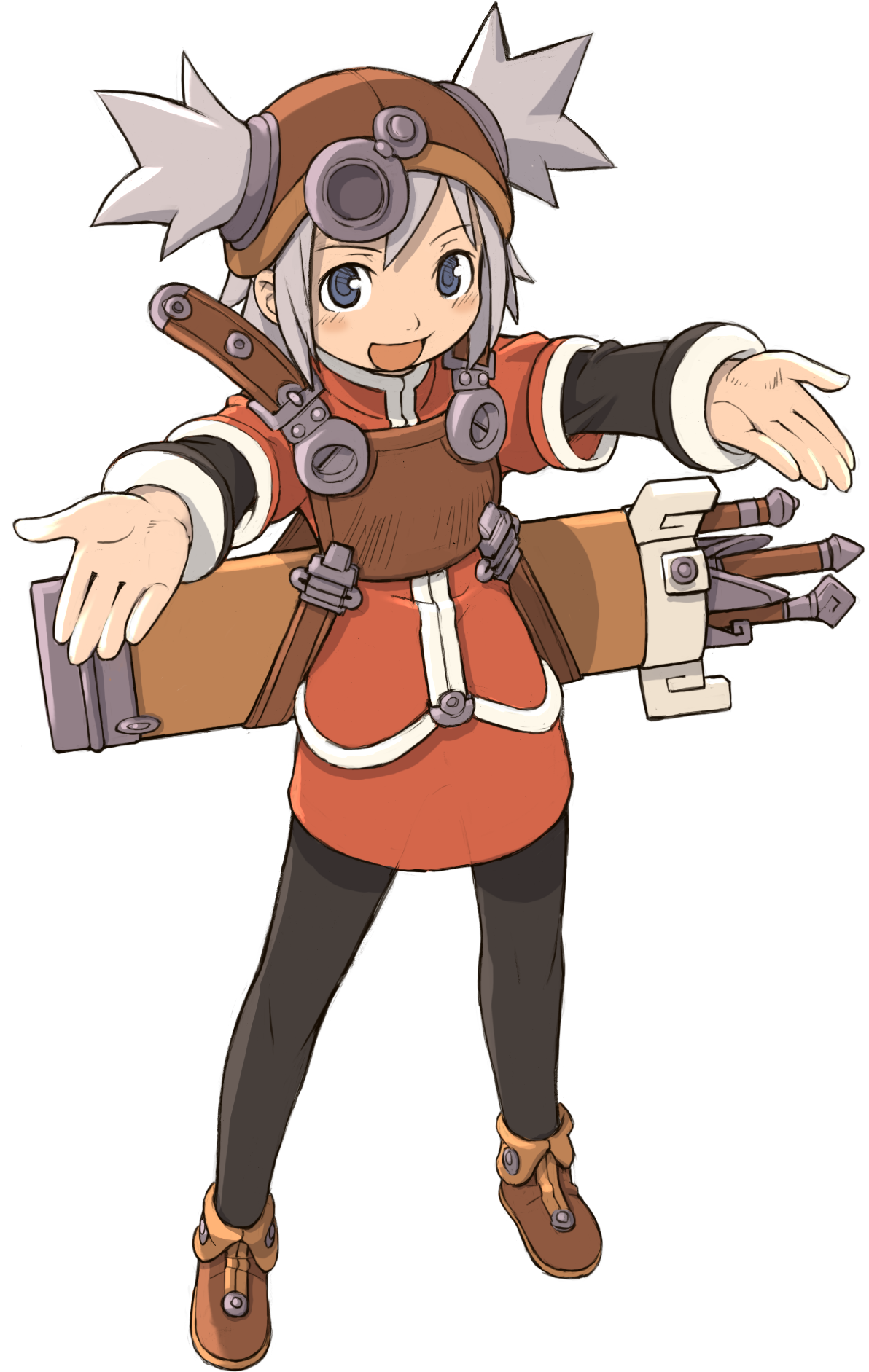 ootsuka shin'ichirou, pratty, summon night, summon night: swordcraft story, highres, 1girl, female focus, full body, pantyhose, solo, standing, transparent background