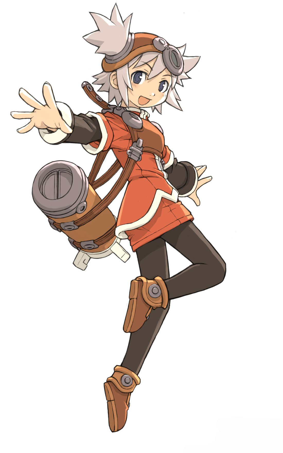 ootsuka shin'ichirou, pratty, summon night, summon night: swordcraft story, highres, 1girl, female focus, open mouth, pantyhose, simple background, solo