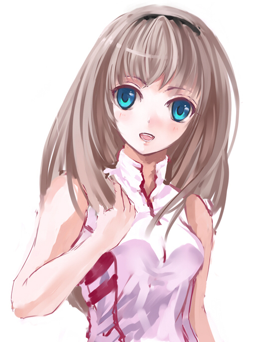 miyazakisoul, sakagami tomoyo, clannad, silver hair, bad id, bad pixiv id, 00s, 1girl, blue eyes, female focus, long hair, sleeveless, solo, sportswear, tennis uniform
