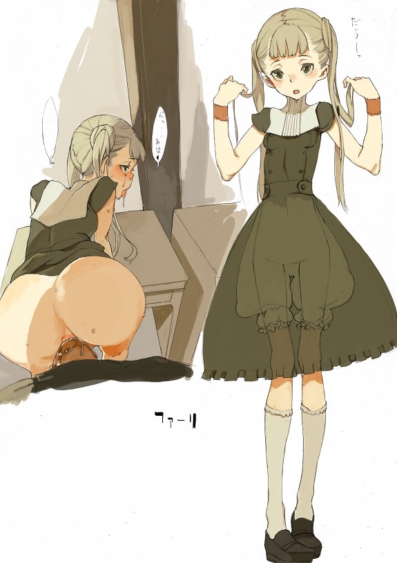 fakepucco, 1girl, ahegao, anal, ass, bent over, bloomers, blush, desk, doggystyle, dress, flat chest, from behind, fucked silly, loli, open mouth, penis, petite, see-through clothes, sex, sex from behind, solo focus, standing, sweat, thigh gap, thighs, tongue, tongue out, twintails, uncensored, underwear, wrist cuffs, x-ray