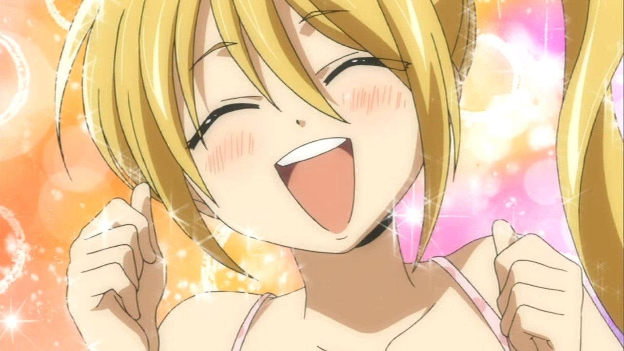 miyamoto iroha, sumomomo momomo, 00s, 1girl, ^ ^, blonde hair, blush, camisole, closed eyes, female focus, happy, ponytail, solo