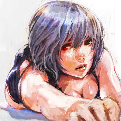 takeya, ayanami rei, neon genesis evangelion, lowres, 1girl, blue hair, breasts, cleavage, female focus, lying, medium breasts, red eyes, short hair, solo, swimsuit