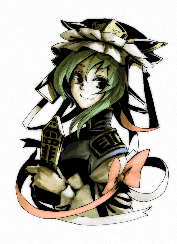 suzuki ritsu, shiki eiki, touhou, 1girl, female focus, green hair, rod of remorse, solo