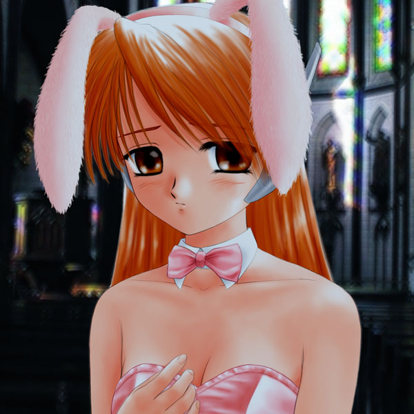 omizu, serio (to heart), to heart, to heart (series), 1girl, animal ears, female focus, orange hair, rabbit ears, robot ears, solo, upper body