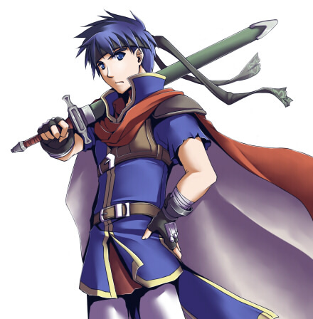 ike (fire emblem), fire emblem, fire emblem: path of radiance, fire emblem: radiant dawn, nintendo, lowres, blue eyes, blue hair, cape, gloves, headband, male focus, solo, sword, weapon