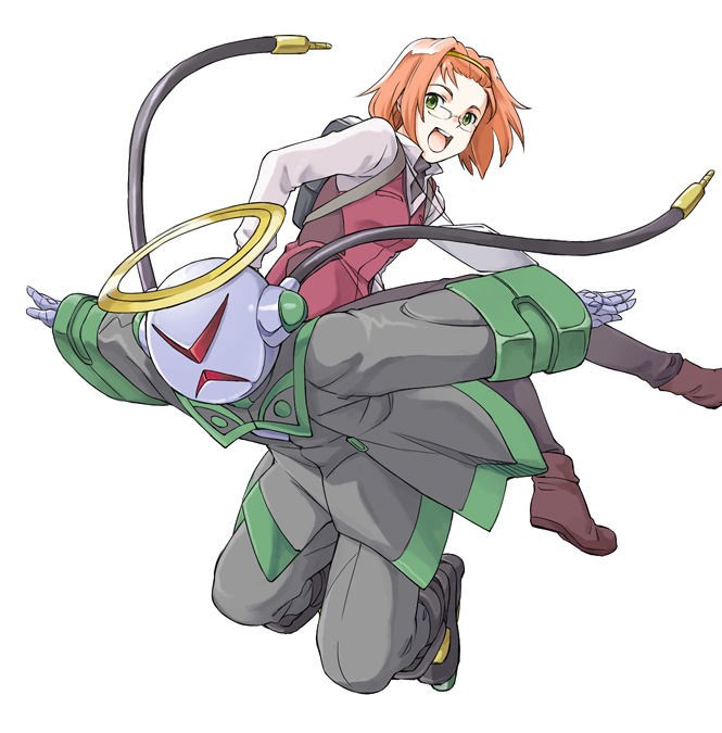 minato fumi, gal (my-otome), irina woods, my-otome, 00s, circlet, glasses, green eyes, orange hair, short hair