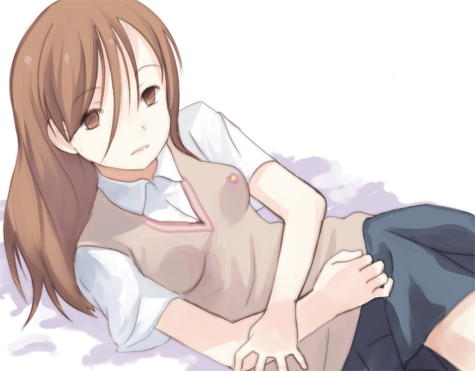 enoki p, full-tuning, misaka imouto, misaka mikoto, toaru majutsu no index, bad id, bad pixiv id, 00s, 1girl, female focus, long hair, lying, on back, solo