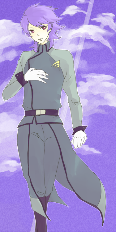 hata, revive revival, gundam, gundam 00, bad id, bad pixiv id, 00s, cloud, innovators, innovators (gundam 00), male focus, purple hair, red eyes, solo