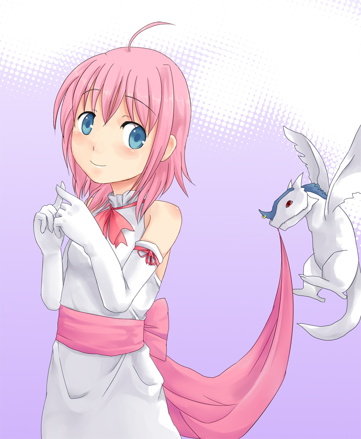 caro ru lushe, friedrich (nanoha), lyrical nanoha, mahou shoujo lyrical nanoha, mahou shoujo lyrical nanoha strikers, 00s, ahoge, dragon, pink hair, solo