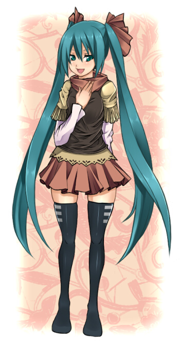 aoinagi, hatsune miku, vocaloid, legs, long hair, solo, thighhighs, twintails, very long hair, zettai ryouiki
