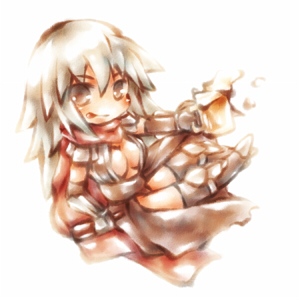 lunaraven, pekeko (pepekekeko), assassin cross (ragnarok online), ragnarok online, artist collaboration, commentary request, lowres, 1girl, :p, black gloves, black leotard, black thighhighs, blush, breasts, chibi, cleavage, closed mouth, elbow gloves, full body, gloves, grey eyes, grey hair, leotard, long hair, looking at viewer, medium breasts, red scarf, scarf, simple background, smile, solo, thighhighs, tongue, tongue out, white background